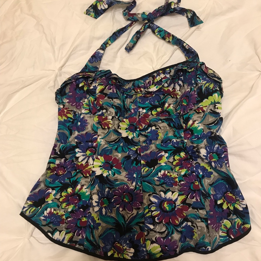 Anthropologie flowery halter top